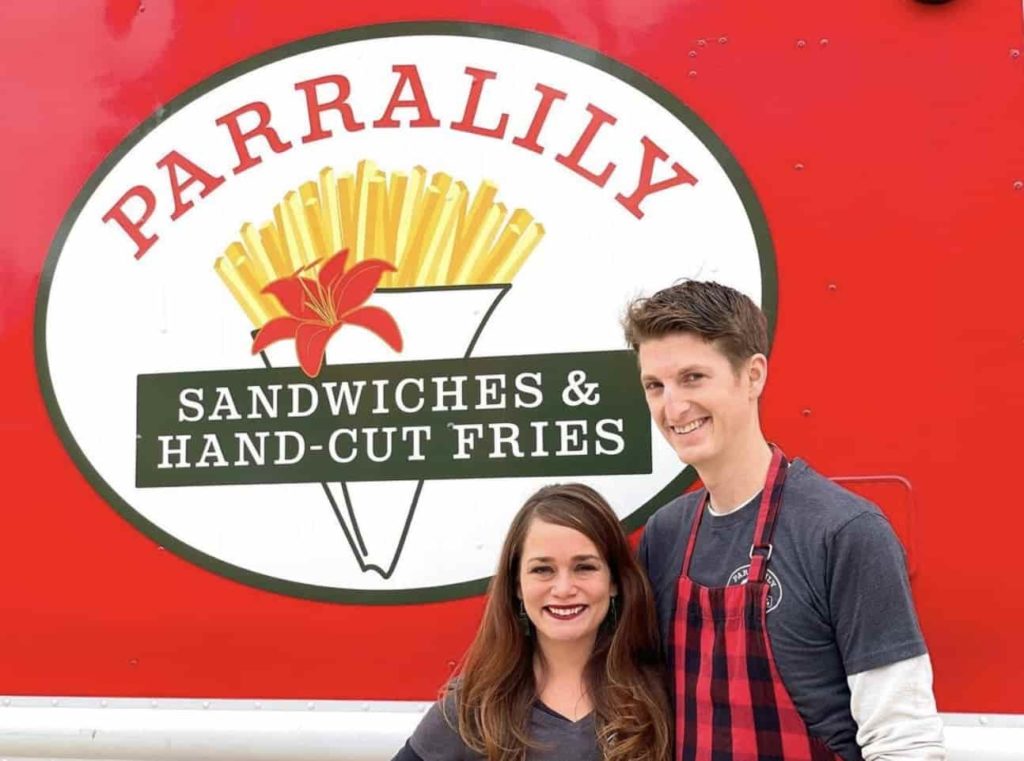 Photo of ParraLily owners standing side by side in front of