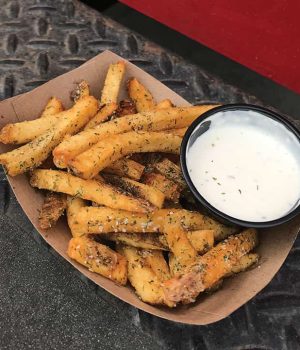choice of plain or seasoned [ pictured: dill seasoned served with ranch ]